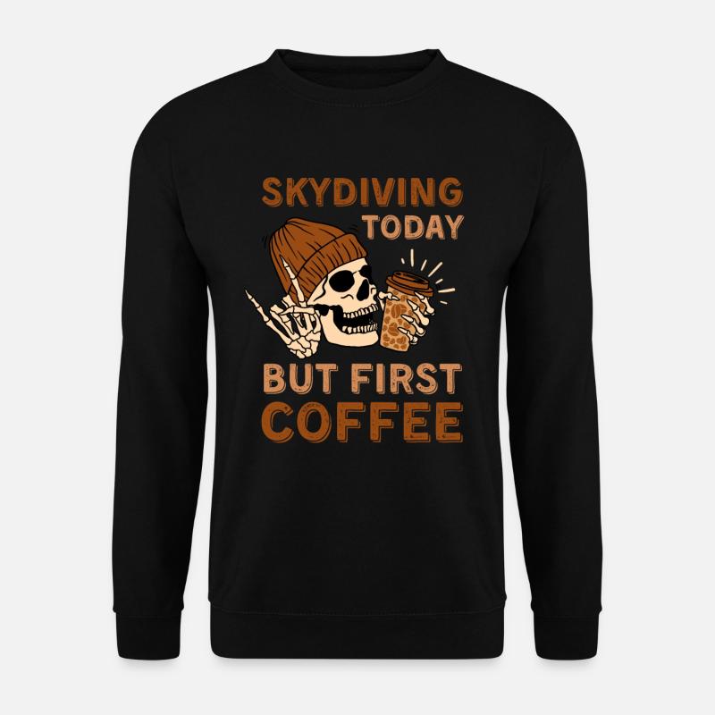 Coffee Skydiving skeleton - Unisex Sweatshirt - black