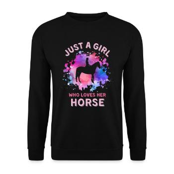 Nur ein Mädchen, das ihr Pferd liebt - Unisex Pullover - Schwarz - Vorne - Alina (178cm) & Michal (187cm)