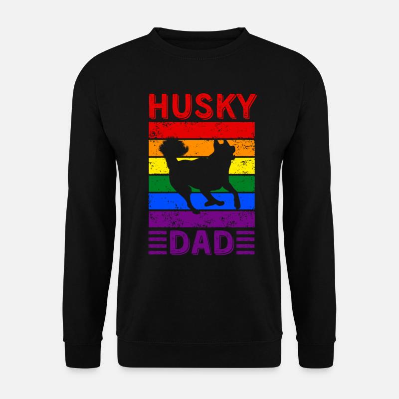 Husky Dad LGBTQ Bandera del arco iris - Sudadera unisex - negro