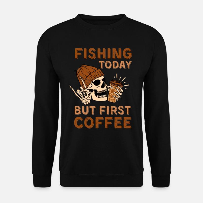 Kaffee Angeln Skelett - Unisex Pullover - Schwarz