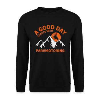 Motorschirmfliegen Paramotoring Motoschirm fliegen - Unisex Pullover - Schwarz - Vorne - Alina (178cm) & Michal (187cm)