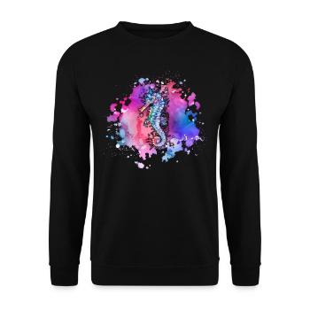 Seepferdchen-Tag des Ozeans - Unisex Pullover - Schwarz - Vorne - Alina (178cm) & Michal (187cm)