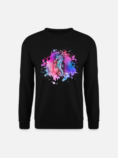 Seepferdchen-Tag des Ozeans - Unisex Pullover - Schwarz