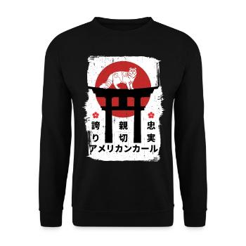 Chat américain kanji japonais - Sweat-shirt Unisexe - noir - Devant - Alina (178cm) & Michal (187cm)