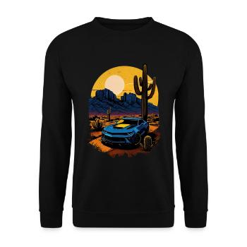 Muscle Car on Desert - Unisex Sweatshirt - black - Front - Alina (178cm) & Michal (187cm)
