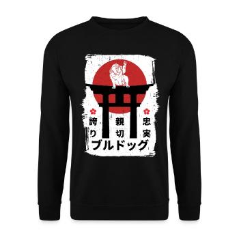 Kanji Bulldog Japon - Sweat-shirt Unisexe - noir - Devant - Alina (178cm) & Michal (187cm)