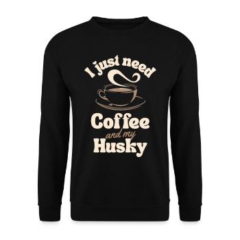 Coffee Husky lover - Unisex Sweatshirt - black - Front - Alina (178cm) & Michal (187cm)