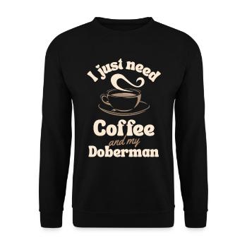 Coffee Doberman lover - Unisex Sweatshirt - black - Front - Alina (178cm) & Michal (187cm)