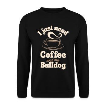 Kaffee-Bulldoggen-Liebhaber - Unisex Pullover - Schwarz - Vorne - Alina (178cm) & Michal (187cm)