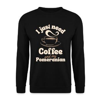 Kaffee-Pommern-Liebhaber - Unisex Pullover - Schwarz - Vorne - Alina (178cm) & Michal (187cm)