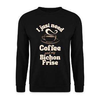 Amateur de café Bichon-frise - Sweat-shirt Unisexe - noir - Devant - Alina (178cm) & Michal (187cm)