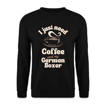 Kaffee Deutsch-Boxer-Liebhaber - Unisex Pullover - Schwarz - Vorne - Alina (178cm) & Michal (187cm)