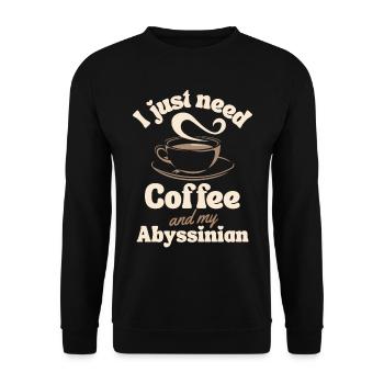 Kaffee Abessinier Katze Liebhaber - Unisex Pullover - Schwarz - Vorne - Alina (178cm) & Michal (187cm)