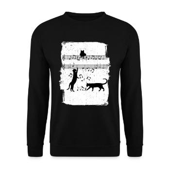Cat Music Notes - Unisex Sweatshirt - black - Front - Alina (178cm) & Michal (187cm)