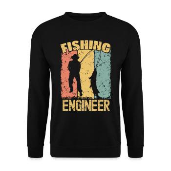 Ingénieur pêche rétro - Sweat-shirt Unisexe - noir - Devant - Alina (178cm) & Michal (187cm)