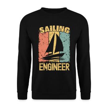 Sailing Engineer retro - Unisex Sweatshirt - black - Front - Alina (178cm) & Michal (187cm)