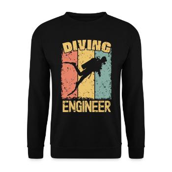 Ingénieur plongée rétro - Sweat-shirt Unisexe - noir - Devant - Alina (178cm) & Michal (187cm)