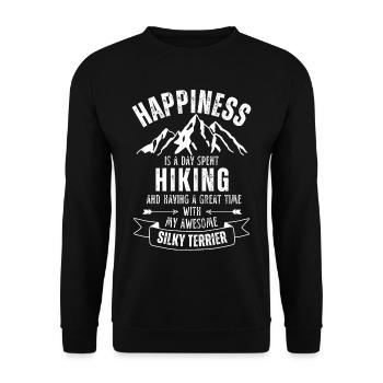Amoureux de la randonnée et du Silky Terrier - Sweat-shirt Unisexe - noir - Devant - Alina (178cm) & Michal (187cm)