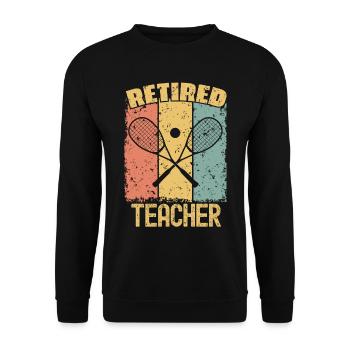Squash Lehrer im Ruhestand - Unisex Pullover - Schwarz - Vorne - Alina (178cm) & Michal (187cm)