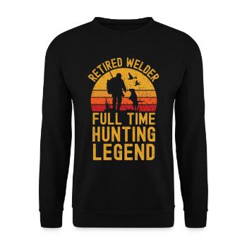 Pensionierte Schweißerjagd-Legende - Unisex Pullover - Schwarz - Vorne - Alina (178cm) & Michal (187cm)