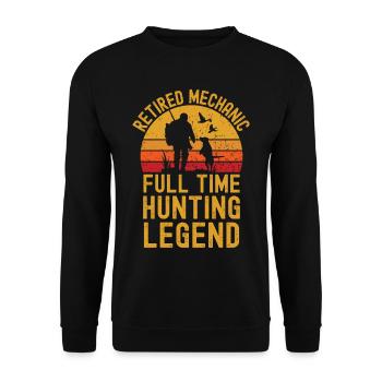 Retired mechanic hunting legend - Unisex Sweatshirt - black - Front - Alina (178cm) & Michal (187cm)