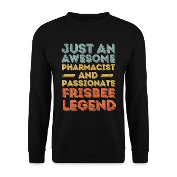 Pharmacist Frisbee legend retro - Unisex Sweatshirt - black - Front - Alina (178cm) & Michal (187cm)