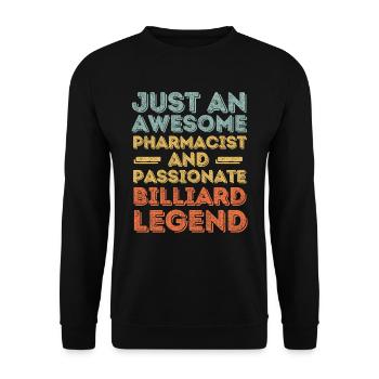 Apotheker Billard-Legende Retro - Unisex Pullover - Schwarz - Vorne - Alina (178cm) & Michal (187cm)