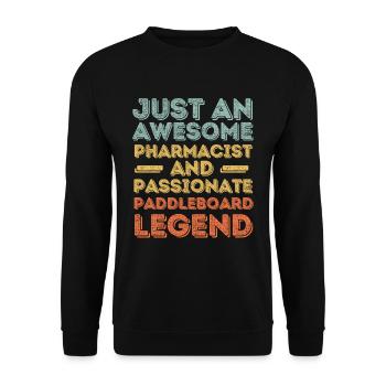 Apotheker Paddleboard Legende retro - Unisex Pullover - Schwarz - Vorne - Alina (178cm) & Michal (187cm)