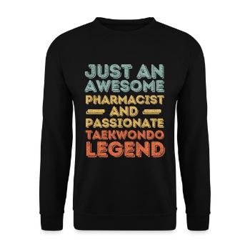 Apotheker Taekwondo Legende Retro - Unisex Pullover - Schwarz - Vorne - Alina (178cm) & Michal (187cm)