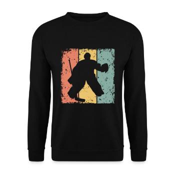 Gardien de but de hockey sur glace rétro - Sweat-shirt Unisexe - noir - Devant - Alina (178cm) & Michal (187cm)