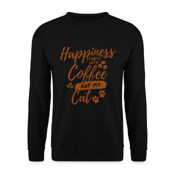 Coffee Cat lover - Unisex Sweatshirt - black - Front - Alina (178cm) & Michal (187cm)