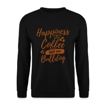 Kaffee Bulldogge Liebhaber - Unisex Pullover - Schwarz - Vorne - Alina (178cm) & Michal (187cm)