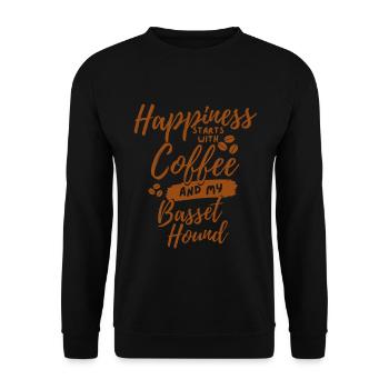 Kaffee-Basset-Hound-Liebhaber - Unisex Pullover - Schwarz - Vorne - Alina (178cm) & Michal (187cm)
