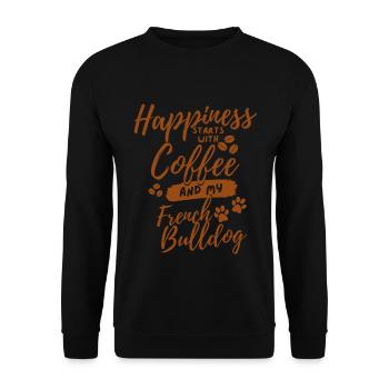 Kaffee Französisch-Bulldoggen-Liebhaber - Unisex Pullover - Schwarz - Vorne - Alina (178cm) & Michal (187cm)