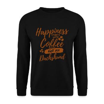 Kaffee Dackel Liebhaber - Unisex Pullover - Schwarz - Vorne - Alina (178cm) & Michal (187cm)
