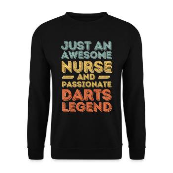 Nurse Darts legend retro - Unisex Sweatshirt - black - Front - Alina (178cm) & Michal (187cm)