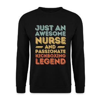 Krankenschwester Kickbox-Legende retro - Unisex Pullover - Schwarz - Vorne - Alina (178cm) & Michal (187cm)
