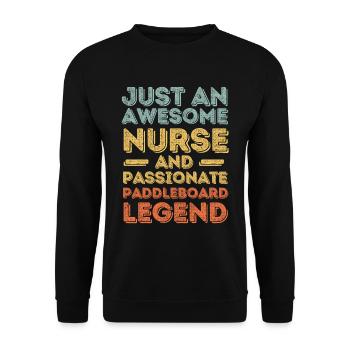 Krankenschwester Paddleboard Legende retro - Unisex Pullover - Schwarz - Vorne - Alina (178cm) & Michal (187cm)