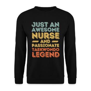 Krankenschwester Taekwondo Legende retro - Unisex Pullover - Schwarz - Vorne - Alina (178cm) & Michal (187cm)