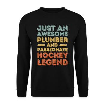 Plumber Hockey legend retro - Unisex Sweatshirt - black - Front - Alina (178cm) & Michal (187cm)