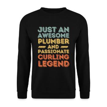 Plumber Curling legend retro - Unisex Sweatshirt - black - Front - Alina (178cm) & Michal (187cm)
