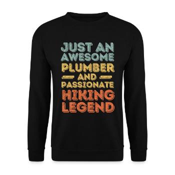 Plumber Hiking legend retro - Unisex Sweatshirt - black - Front - Alina (178cm) & Michal (187cm)