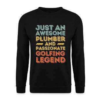 Plumber Golfing legend retro - Unisex Sweatshirt - black - Front - Alina (178cm) & Michal (187cm)