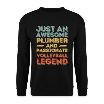 Plumber Volleyball legend retro - Unisex Sweatshirt - black - Front - Alina (178cm) & Michal (187cm)