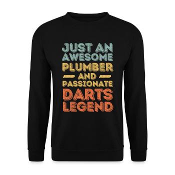 Plombier Darts légende rétro - Sweat-shirt Unisexe - noir - Devant - Alina (178cm) & Michal (187cm)