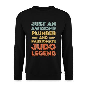 Plumber Judo legend retro - Unisex Sweatshirt - black - Front - Alina (178cm) & Michal (187cm)