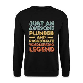 Plumber Windsurfing legend retro - Unisex Sweatshirt - black - Front - Alina (178cm) & Michal (187cm)
