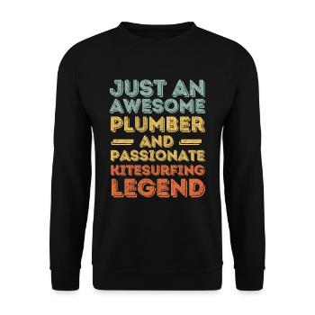 Plumber Kitesurfing legend retro - Unisex Sweatshirt - black - Front - Alina (178cm) & Michal (187cm)