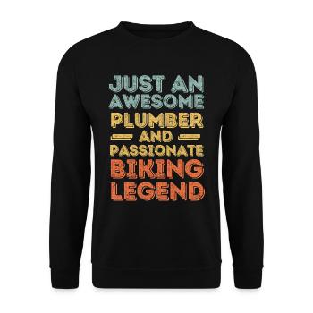 Plumber Biking legend retro - Unisex Sweatshirt - black - Front - Alina (178cm) & Michal (187cm)