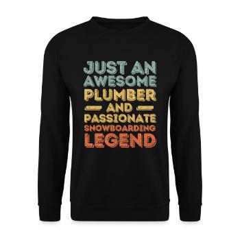 Plumber Snowboard legend retro - Unisex Sweatshirt - black - Front - Alina (178cm) & Michal (187cm)